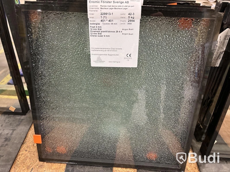 Härdat isolerglas 401x401x36 mm - 10 st