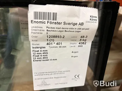 Härdat isolerglas 401x401x36 mm - 10 st