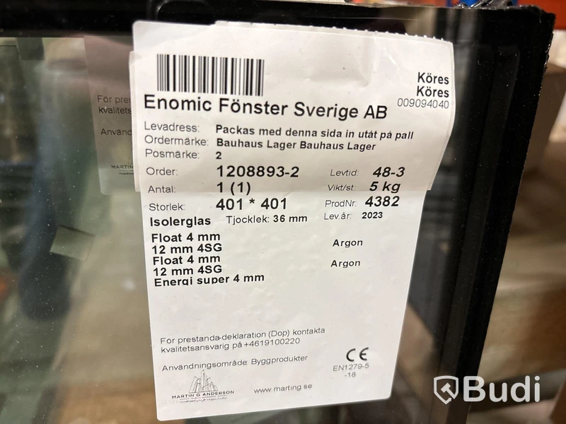 Härdat isolerglas 401x401x36 mm - 10 st