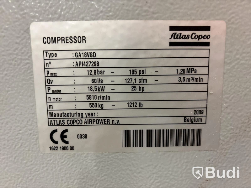 Kompressor Atlas Copco GA18VSD FF | 23496h | 2009