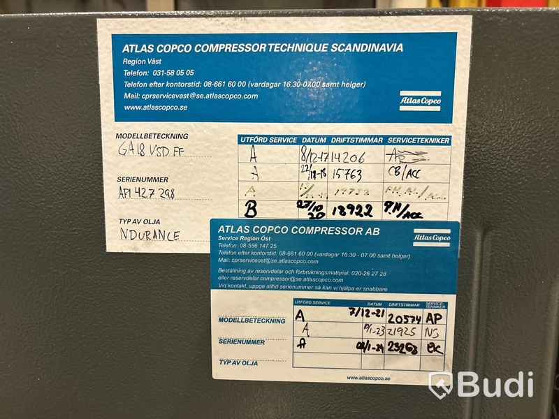 Kompressor Atlas Copco GA18VSD FF | 23496h | 2009