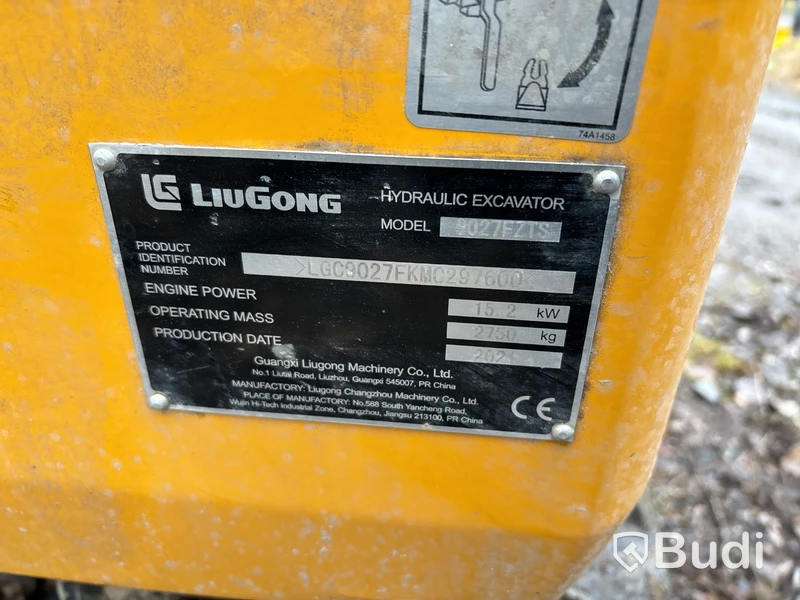 Grävmaskin med tiltrotator, LiuGong 2,75 ton -2021 - rep objekt