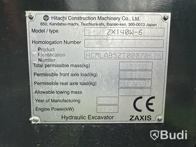 Hitachi ZX140W-6 Grävmaskin (2019) med Rototilt