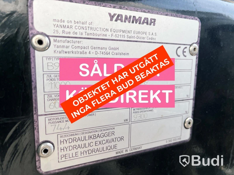 Hjulgrävare Yanmar B95W - Tiltrotator -2019