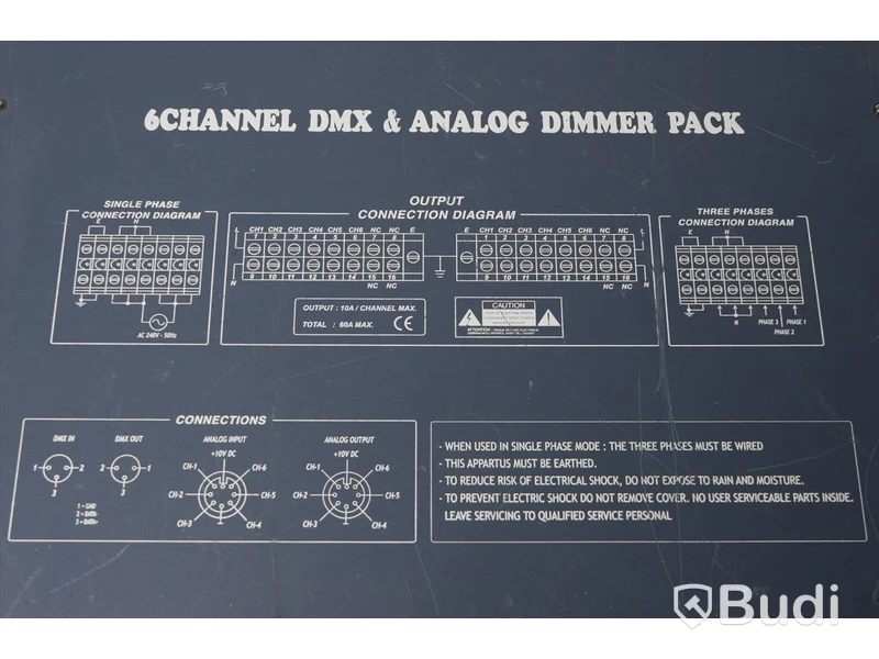 3st ljuskontrollbord - Showtec D-pack 6 Digital Multipin, DMX & Analog Dimmer Pack, OBS! mindre fel på ett ljuskontrollbord, se beskrivning nedan