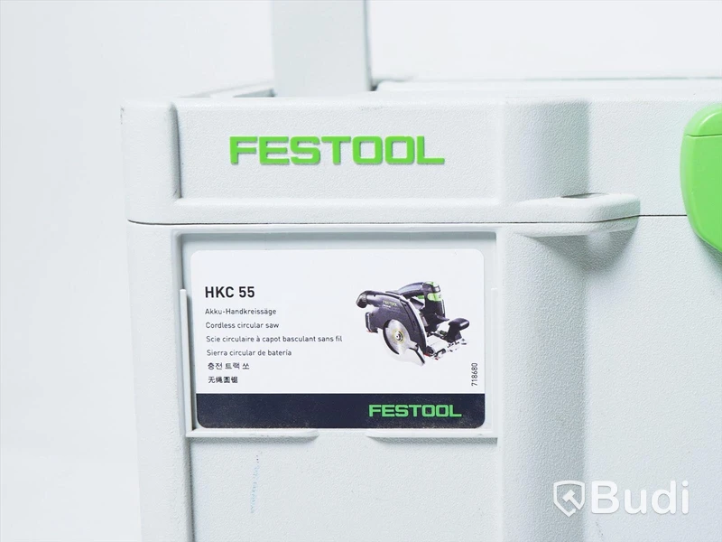 Cirkelsåg - Festool HKC 55 inkl. styrskena FSK 250 och förvaringslåda, OBS! batteri saknas