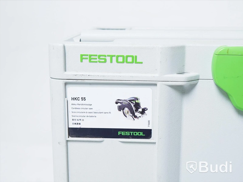 Cirkelsåg - Festool HKC 55 inkl. styrskena FSK 250 och förvaringslåda, OBS! batteri saknas