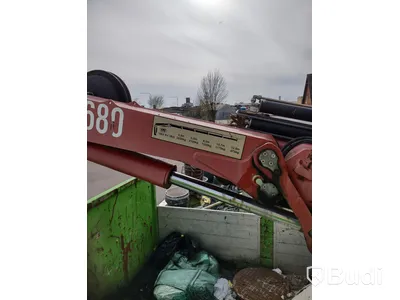 Kranflak med alu lemmar, HMF 1680 kran med skopa och fjärr