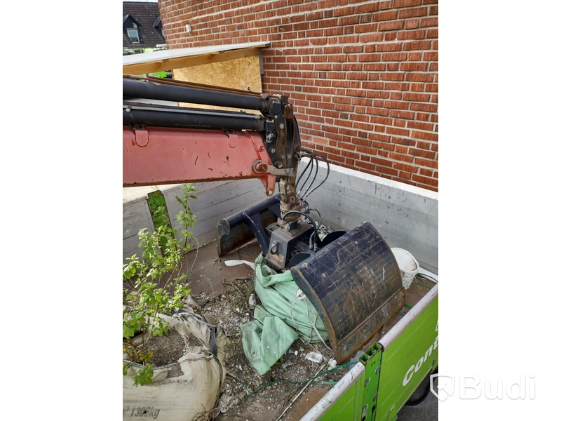 Kranflak med alu lemmar, HMF 1680 kran med skopa och fjärr
