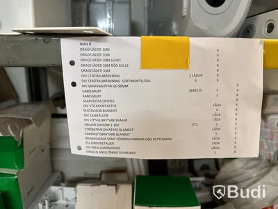Parti med diverse elmaterial, dragfjäder, centralmärkning m.m.
