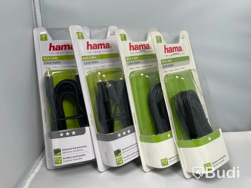 Hama RCA Cabel 3m, 4 st. Ny, Obruten förpackning