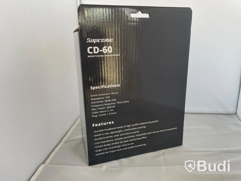Supreme CD-60 Monitoring Headphones, 2 st. Ny, Obruten förpackning.