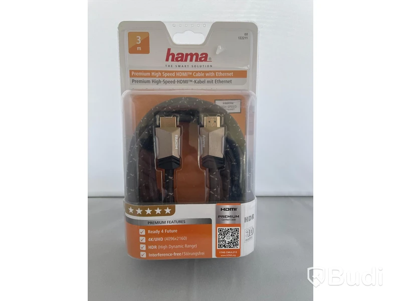 Hama Premium High Speed HDMI 2.0 Cabel,3st. Ny, Obruten förpackning