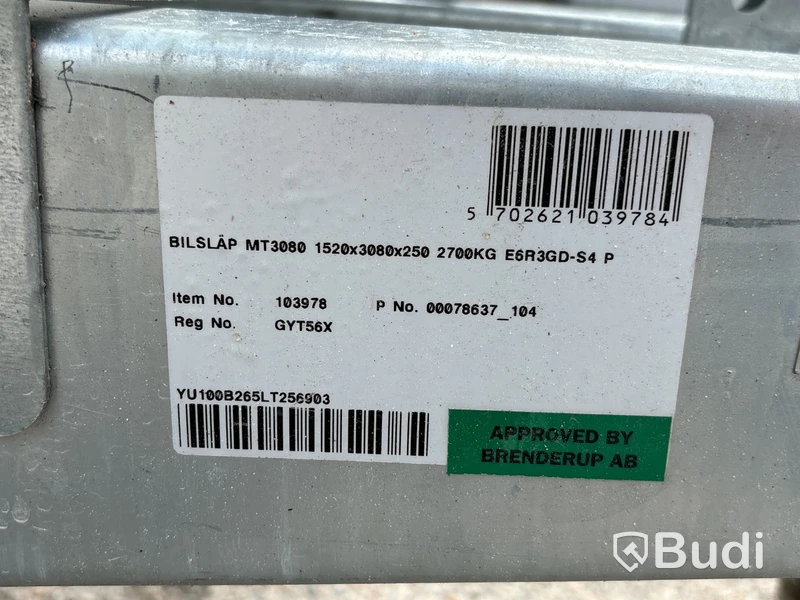 Maskintrailer Brenderup MT3080 | 2700 kg  | 2020