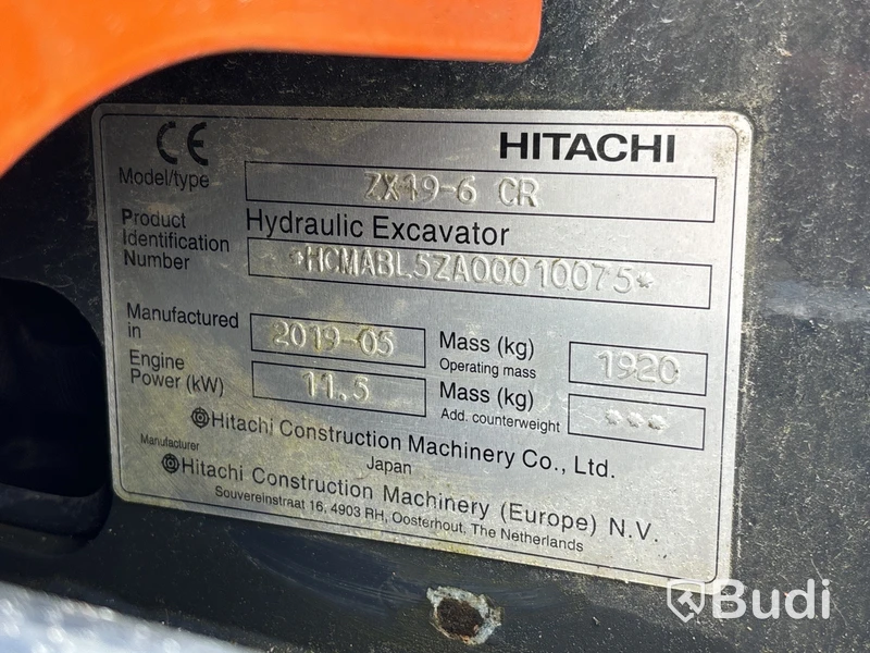 Bandgrävare Hitachi ZX19-6 | 146,5 h | 2019
