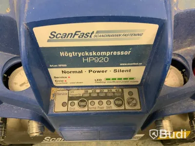 Högtryckskompressor HP920 ScanFast Höhtryck max 25 bar  Lågtryck max 11 bar Funktionstestad. Högtrycksslang på rulle ingår