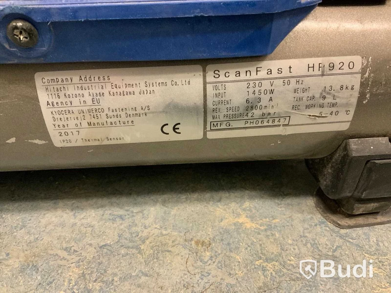 Högtryckskompressor HP920 ScanFast Höhtryck max 25 bar  Lågtryck max 11 bar Funktionstestad. Högtrycksslang på rulle ingår