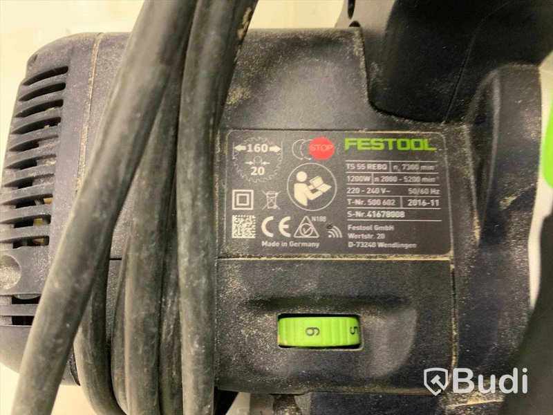FESTOOL. Cirkelsåg  TS 55 REBQ-Plus Funktionstestad. Klinga saknas