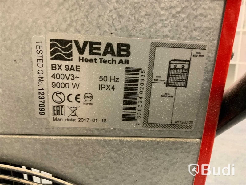 Byggfläktar VEAB 1 st 3 fas 9 kw. 1 st 3 fas 5kw. Ej funktionstestad.