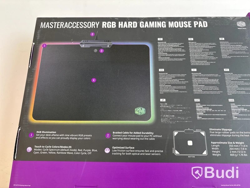 4 st. Musmatta RGB hard gaming mouse pad, Cooler master MPA-MP720