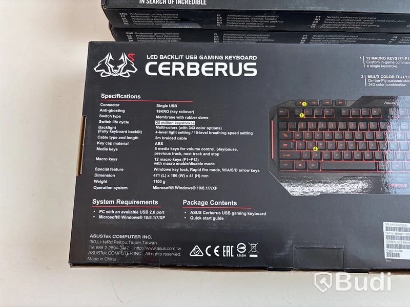 4 st. Gaming tangentbord Asus, Cerberus