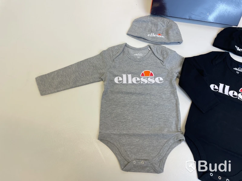 Parti med body och mössa Ellesse, stl. 9-12 mån, svart/grå