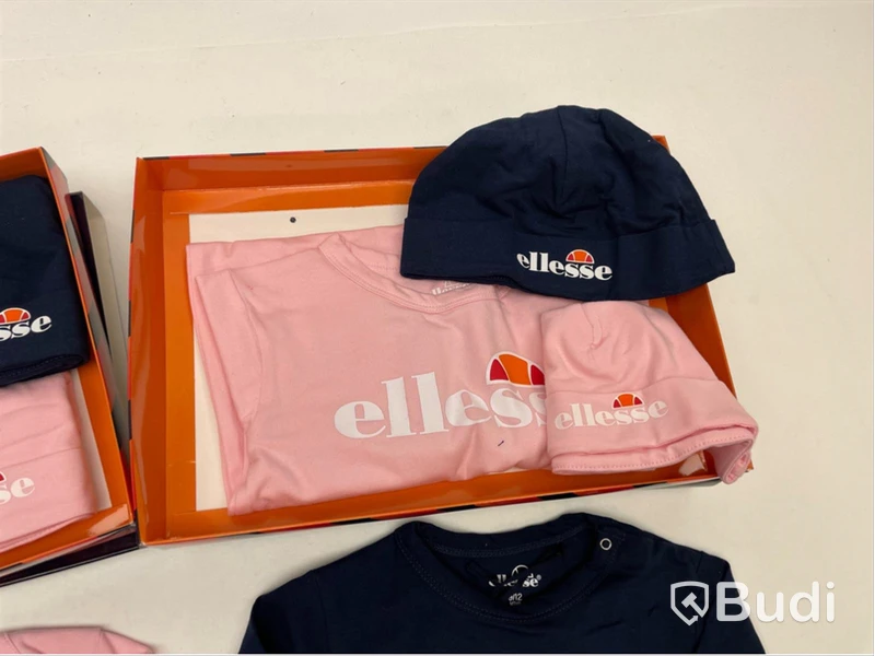 Parti med body och mössa Ellesse, stl. 9-12 mån, olika modeller, rosa/blå