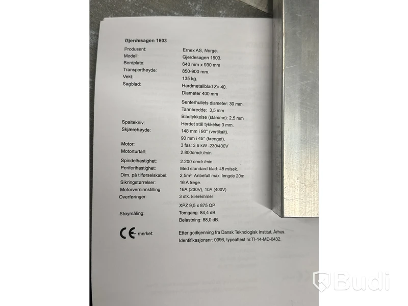 Gjerdesågen 1603 med utsugsystem