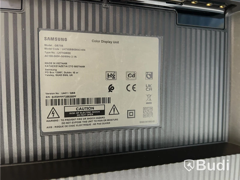 Bild/display skärm Samsung 75", videosystem, benstativ på hjul