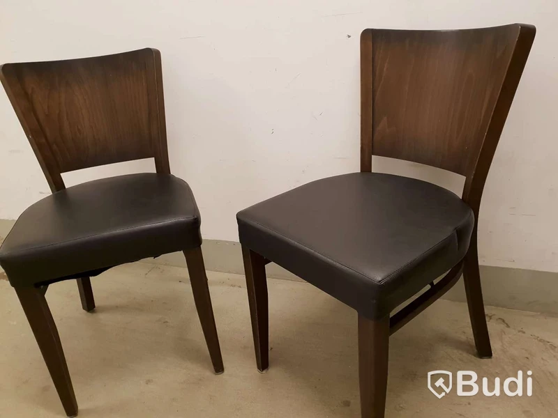 Resturangstolar 2st mörkbruna med svart konstlädersits