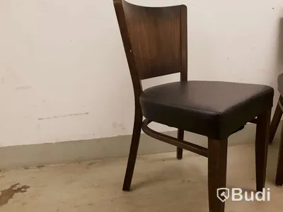 Resturangstolar 2st mörkbruna med svart konstlädersits