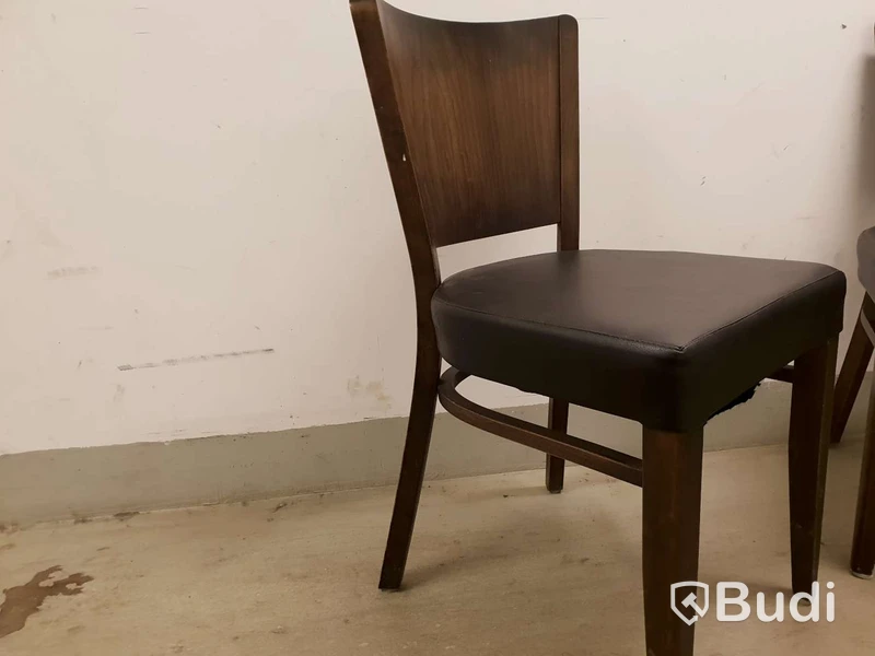 Resturangstolar 2st mörkbruna med svart konstlädersits