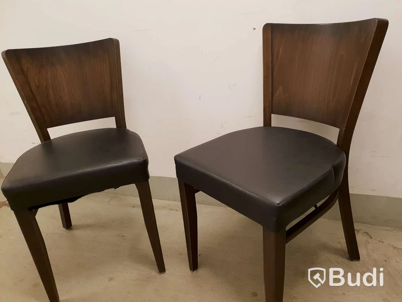 Resturangstolar 2st mörkbruna med svart konstlädersits