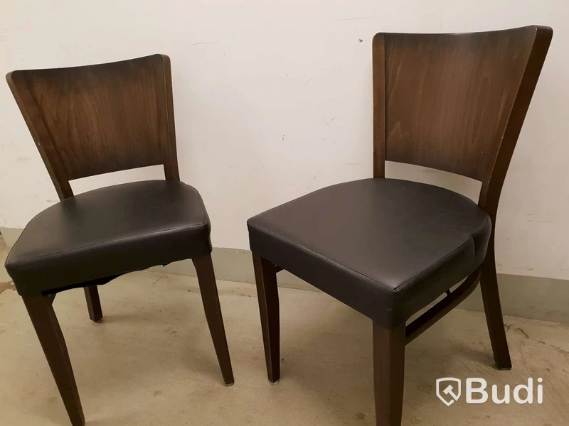 Resturangstolar 2st mörkbruna med svart konstlädersits