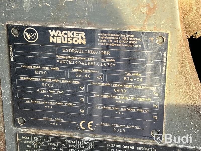 Bandgrävare Wacker Neuson ET90 | 2695h | 2019 | flera redskap