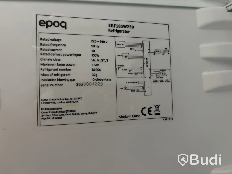 Kombinerad kyl- & frys Epoq EBF185W23D