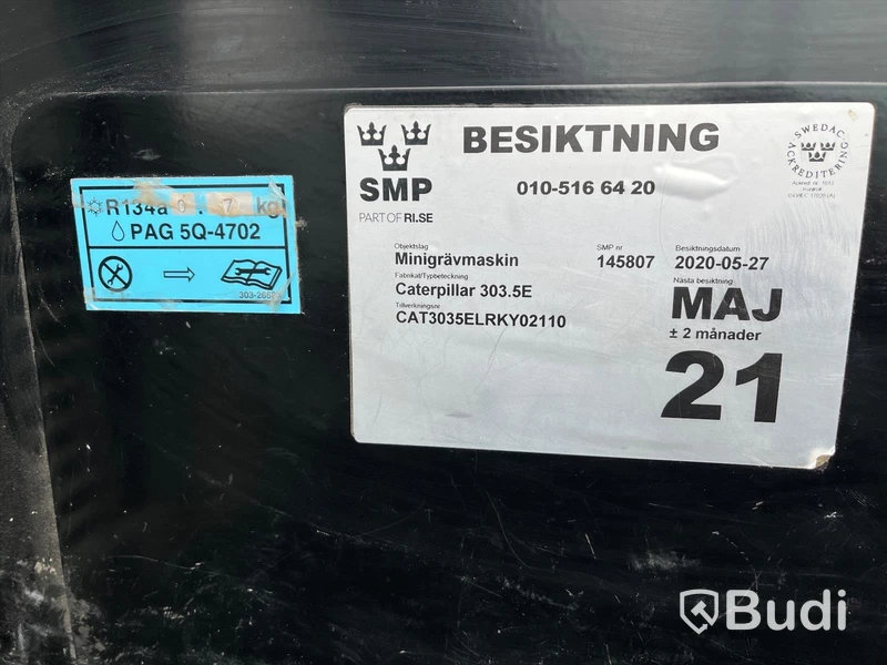 Minigrävare CAT 303.5E CR med tillbehör