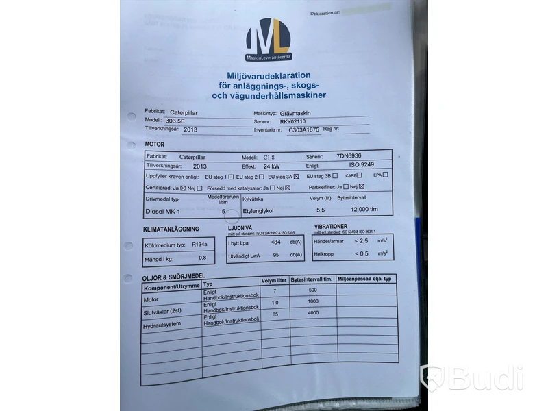 Minigrävare CAT 303.5E CR med tillbehör