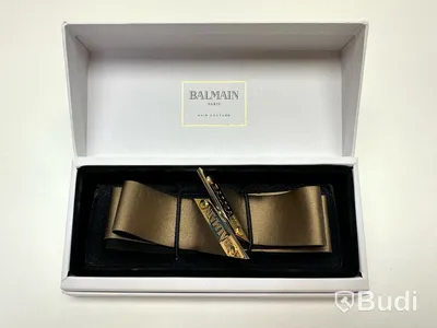 Hårband i läder med 14k guldpläterade detaljer Balmain Paris