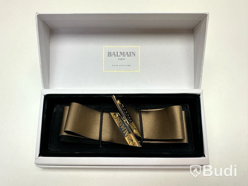 Hårband i läder med 14k guldpläterade detaljer Balmain Paris