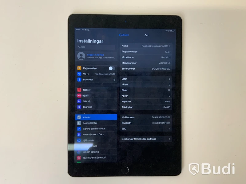 Ipad Air 2 16 GB Wifi Ej laddare