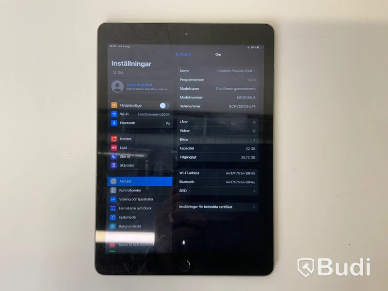 Ipad 5th Gen, 32 GB Wifi utan laddare