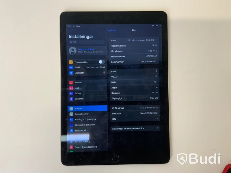 Ipad Air 2 , 16 GB, Wifi utan laddare, spricka
