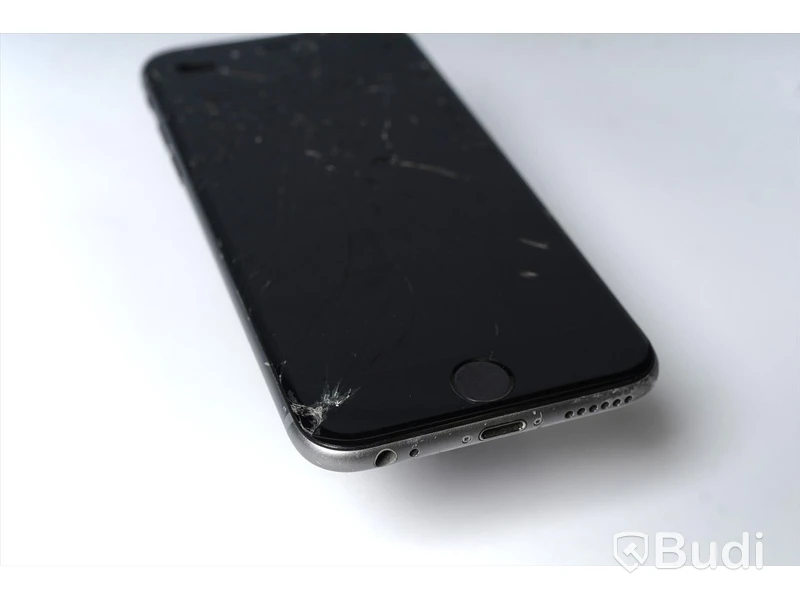 iPhone 6, 16 GB utan tillbehör, sprucken skärm.