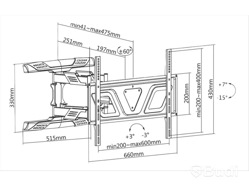 Skärmfäste DELTACO Office, slim full-motion 3-way wall, 37-80 tum