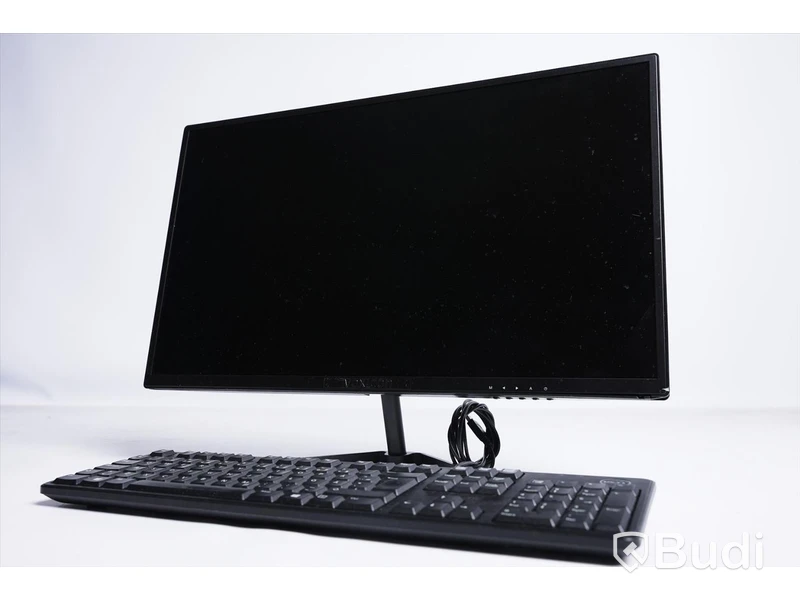 Datorskärm Voxicon D24FO med tangentbord och HDMI kabel.
