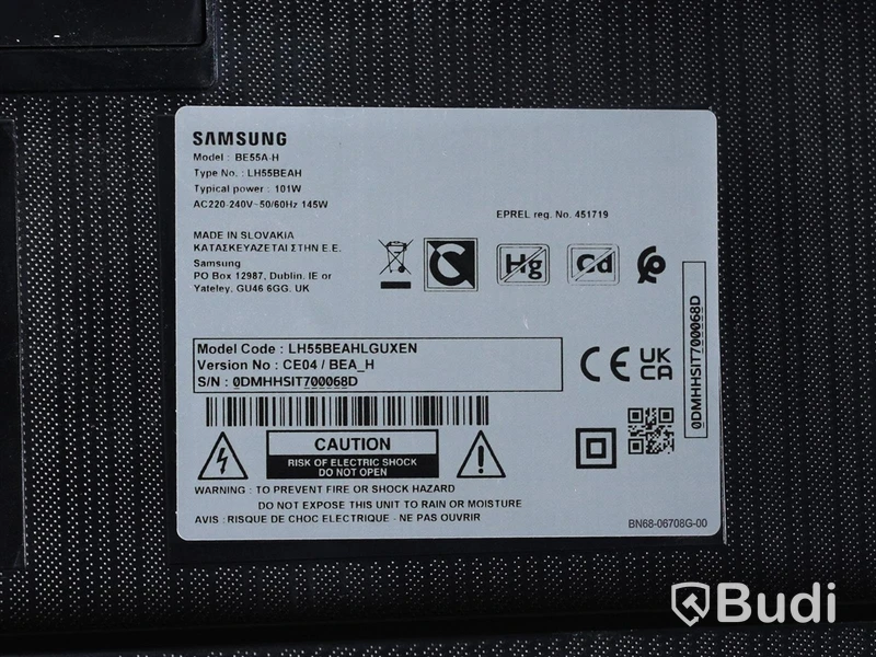 TV-skärm Samsung BE55A-H 55 tum, Obs! Strömkabel och fjärrkontroll saknas.
