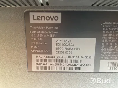 Datorskärm Lenovo ThinkVision P34w-20 34tum.