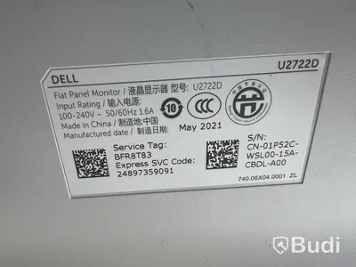 Datorskärm Dell Ultrasharp U2722D inkl. strömkabel. OBS! Defekt baksida.