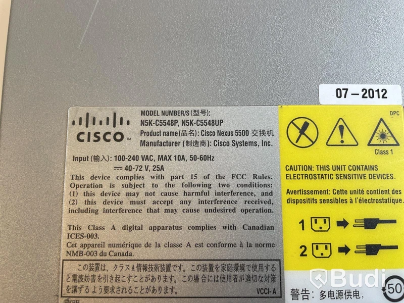 Switch Cisco Nexus N5-C5548UP 32-Port Switch.